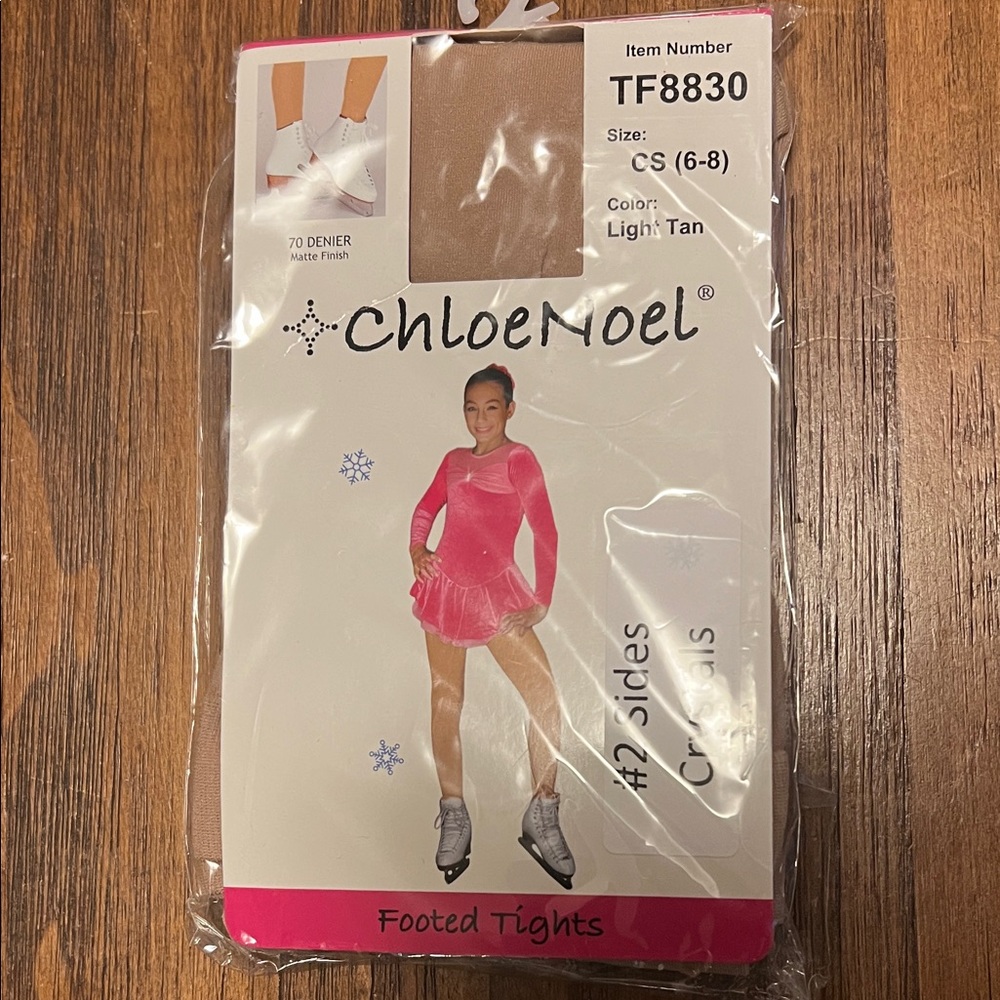 ChloeNoel Figure Skating Tights Light Tan Footed Tights